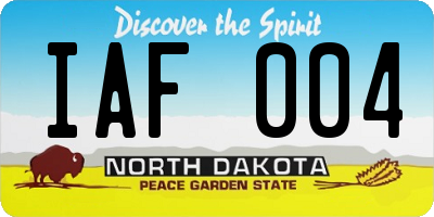 ND license plate IAF004