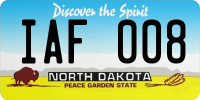 ND license plate IAF008