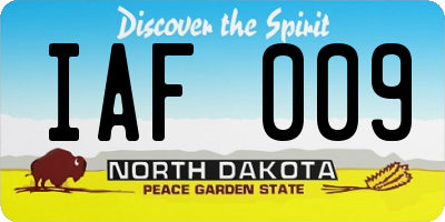 ND license plate IAF009