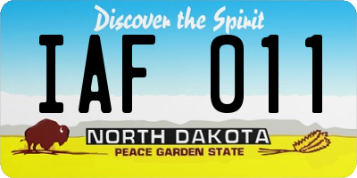 ND license plate IAF011