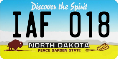 ND license plate IAF018