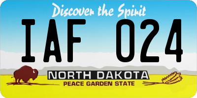 ND license plate IAF024