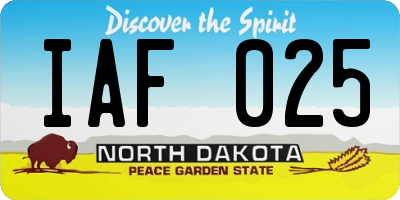 ND license plate IAF025
