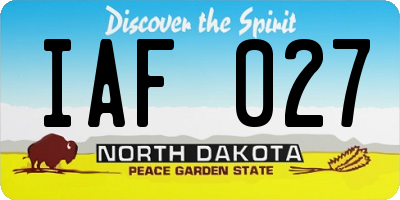 ND license plate IAF027