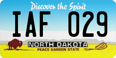 ND license plate IAF029