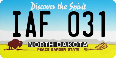 ND license plate IAF031
