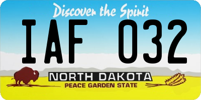 ND license plate IAF032