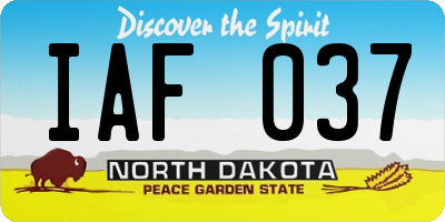 ND license plate IAF037