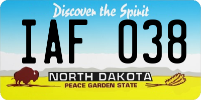 ND license plate IAF038