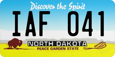 ND license plate IAF041