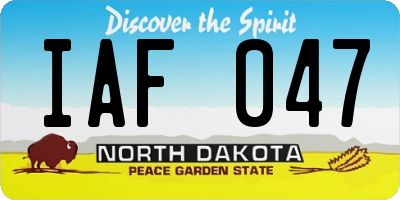 ND license plate IAF047