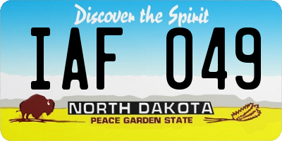 ND license plate IAF049