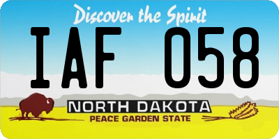 ND license plate IAF058