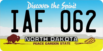 ND license plate IAF062