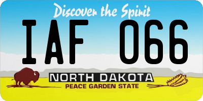 ND license plate IAF066