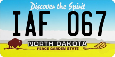 ND license plate IAF067