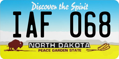 ND license plate IAF068