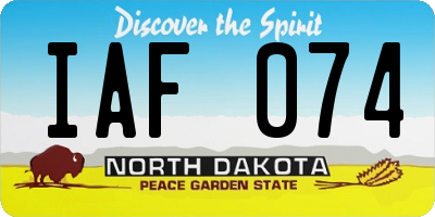 ND license plate IAF074