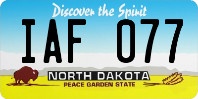 ND license plate IAF077