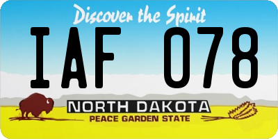 ND license plate IAF078