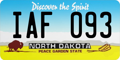 ND license plate IAF093