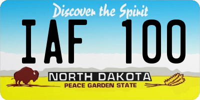 ND license plate IAF100