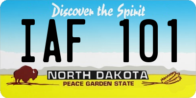 ND license plate IAF101