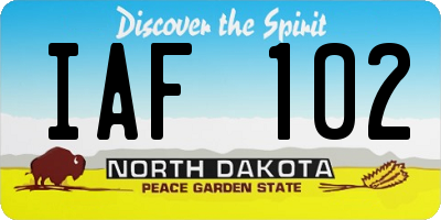 ND license plate IAF102
