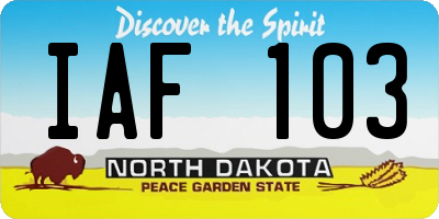 ND license plate IAF103