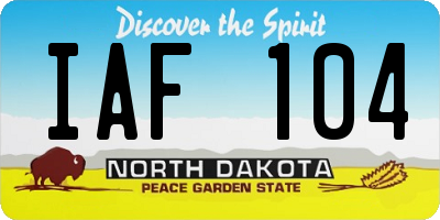 ND license plate IAF104