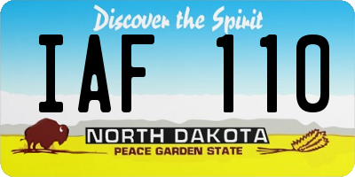 ND license plate IAF110