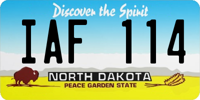 ND license plate IAF114