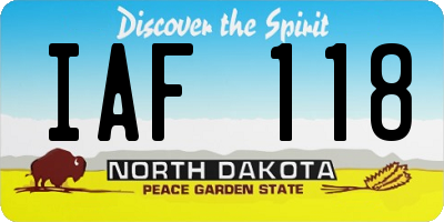 ND license plate IAF118