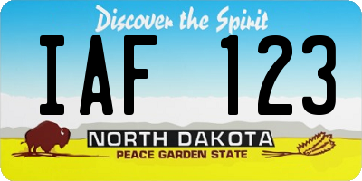ND license plate IAF123