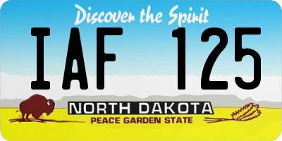 ND license plate IAF125