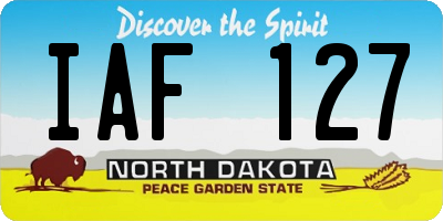 ND license plate IAF127
