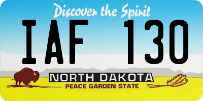 ND license plate IAF130