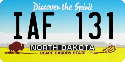 ND license plate IAF131