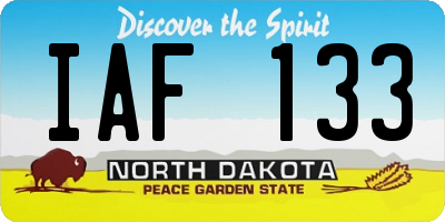ND license plate IAF133