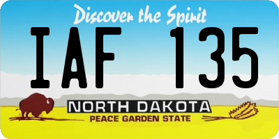ND license plate IAF135
