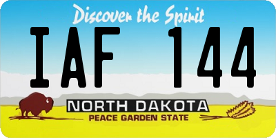 ND license plate IAF144