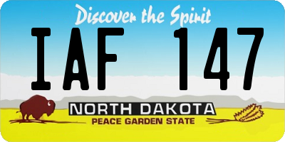 ND license plate IAF147