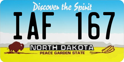 ND license plate IAF167