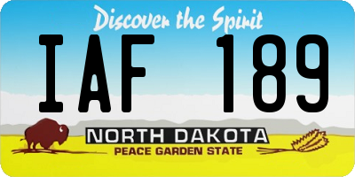 ND license plate IAF189
