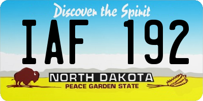 ND license plate IAF192