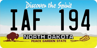 ND license plate IAF194