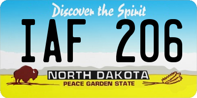 ND license plate IAF206