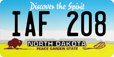 ND license plate IAF208