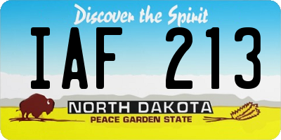 ND license plate IAF213