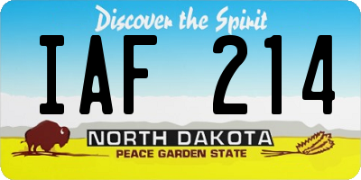 ND license plate IAF214